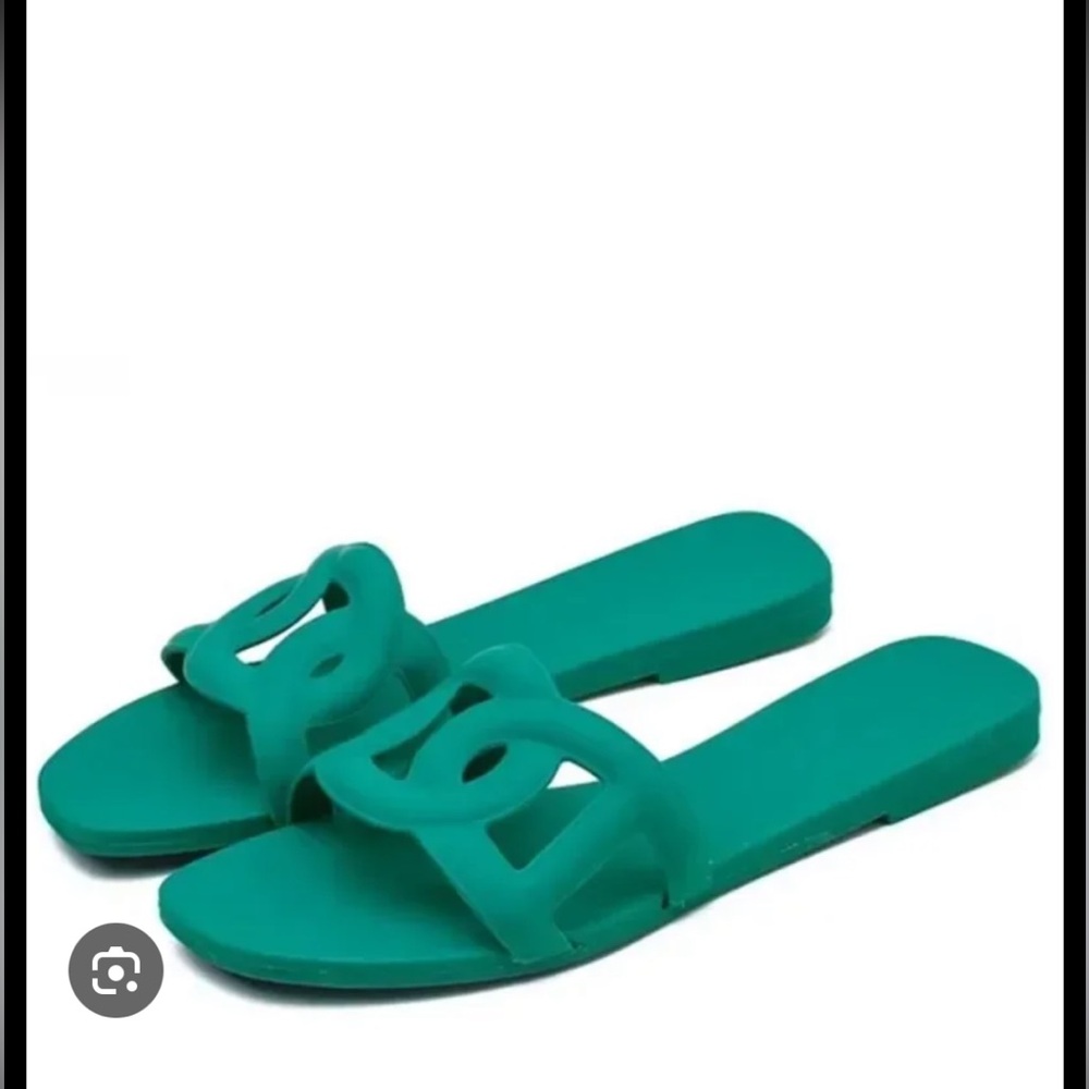 Yamamay Teal Slide Sandals for Women